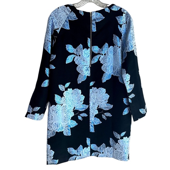 Beulah Black and Silver Iridescent Blue Glitter Floral Print NWT Dress Size Med - Picture 2 of 9